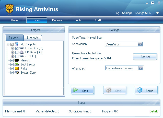 Пълнофункционален антивирус разпространяван безплатноRising Antivirus включва няколко интегрирани инструмента за