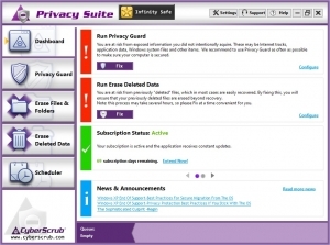 Изтрива следите от онлайн активността и чувствителните данниCyberScrub Privacy Suite