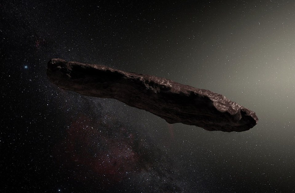 Художествено представяне на астероида Оумуамуа който озадачи учените източник ESO M Kornmesser