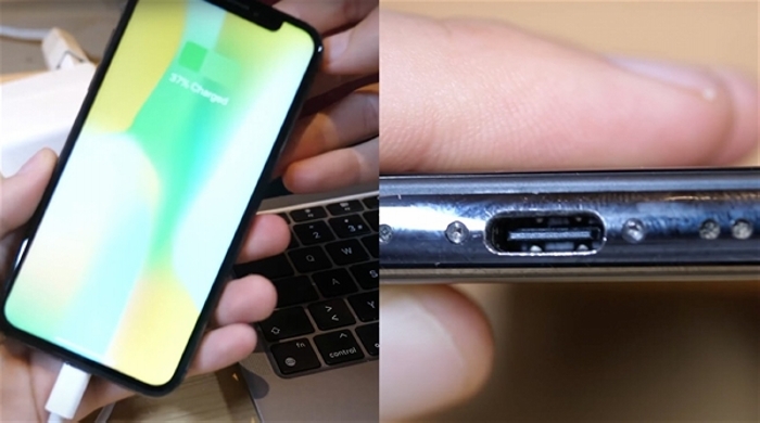 Модифицираният iPhone X с порт USB-C за зареждане и предаване