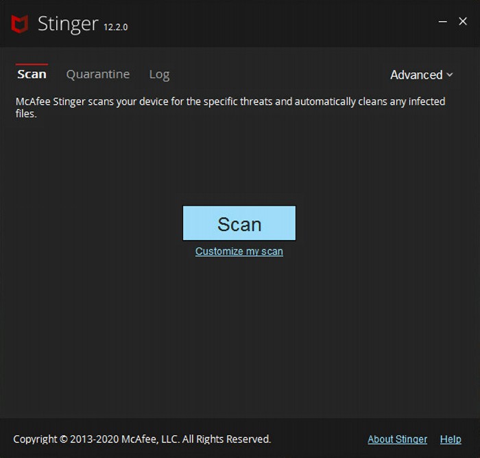 McAfee Stinger не се нуждае от инсталиране и сканира по