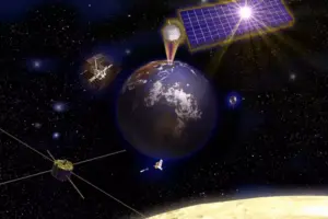 Япония тества предаване на електричество от сателити до наземни станции снимка