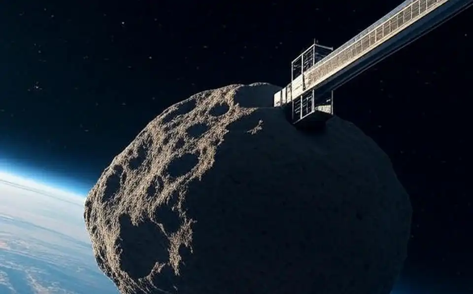Космически асансьор може да улесни добива на суровини от астероидите(графика: